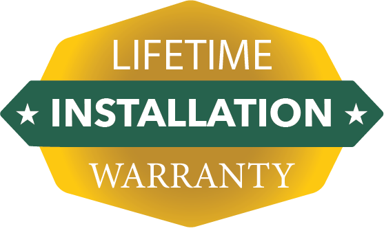 Lifetime installation warranty logo, by XO Window Systems
